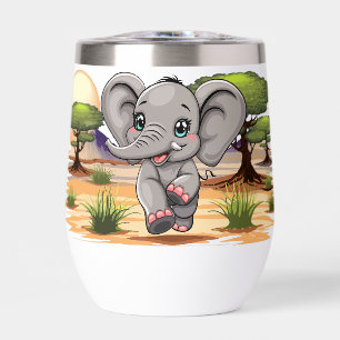 Elephant Baby Jumping Happy in African Savannah