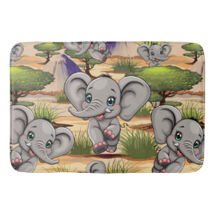 Elephant Baby Jumping Happy in African Savannah Badematte