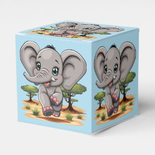 Elephant Baby Jumping Happy in African Savannah Geschenkschachtel