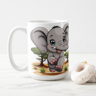 Elephant Baby Jumping Happy in African Savannah Kaffeetasse