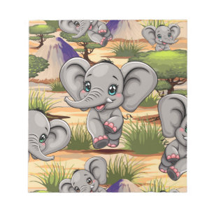 Elephant Baby Jumping Happy in African Savannah Notizblock