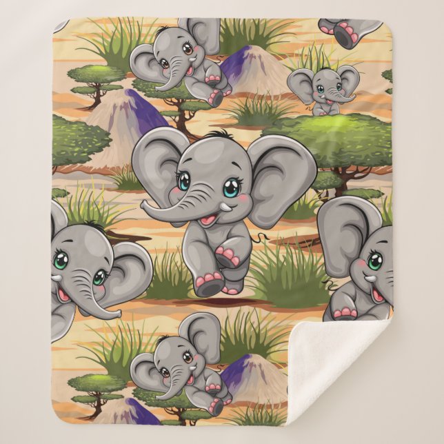 Elephant Baby Jumping Happy in African Savannah Sherpadecke (Vorderseite)