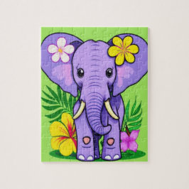 Elephant Baby mit tropischen Blume Puzzle