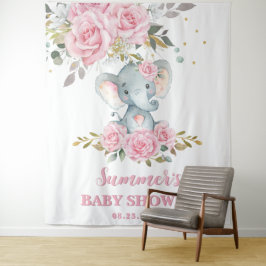 Elephant Baby Pink Floral Baby Dusche Hintergrund Wandteppich