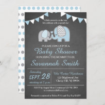 Elephant Baby Shooter Invitation Boy - Chalkboard