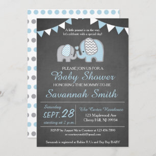 Elephant Baby Shooter Invitation Boy - Chalkboard Einladung