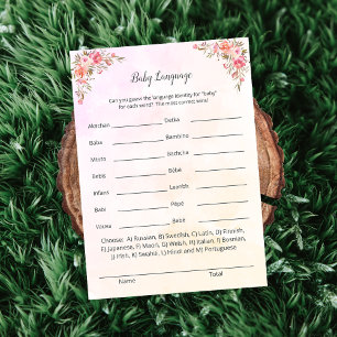 Elephant Baby Shower Baby Language Game Card Einladung