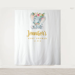 Elephant Baby Shower Background, Foto Booth Prop Wandteppich
