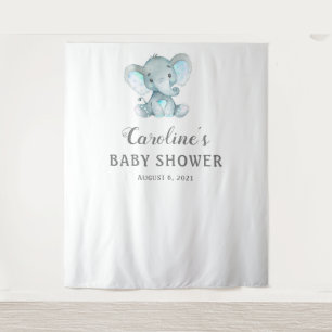 Elephant Baby Shower Background, Foto Booth Prop Wandteppich