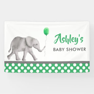 Elephant Baby Shower Banner, Green Welcome Sign Banner