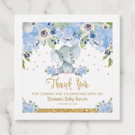Elephant Baby Shower Blue Floral Boy Vielen Dank Geschenkanhänger