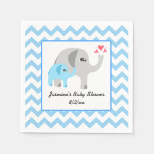 Elephant Baby Shower Blue und White Serviette