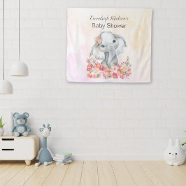 Elephant Baby Shower Boho Chic Wandteppich