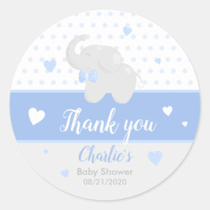 Elephant Baby Shower Boy Blue Danke Sticker