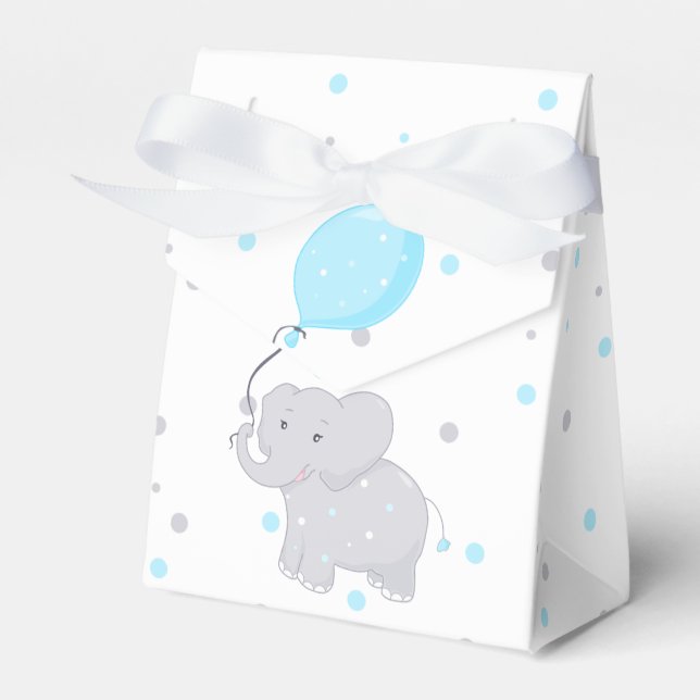 Elephant Baby Shower Boy Niedlich Favor Box Geschenkschachtel (Vorderseite)