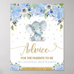 Elephant Baby Shower Boy Ratschläge für Eltern zu Poster