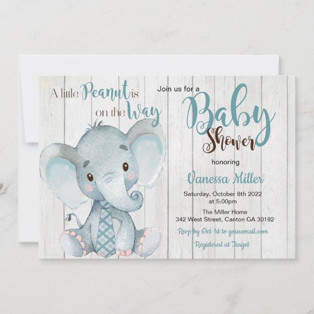 Elephant Baby Shower by Mail Einladung (Vorderseite)
