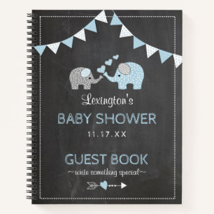 Elephant Baby Shower Chalkboard Look Gästebuch Notizbuch