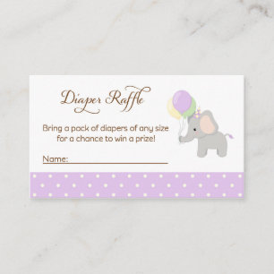 Elephant Baby Shower Diaper Raffelkarten Begleitkarte