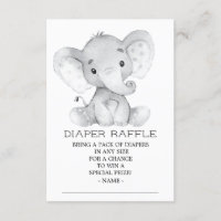 Elephant Baby Shower Diaper Raffle Ticket
