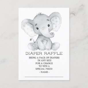 Elephant Baby Shower Diaper Raffle Ticket Begleitkarte