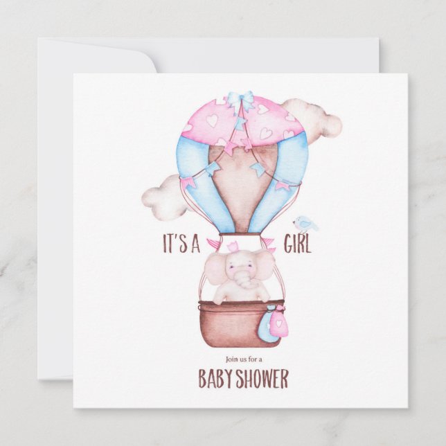 Elephant Baby Shower Einladung (Vorderseite)