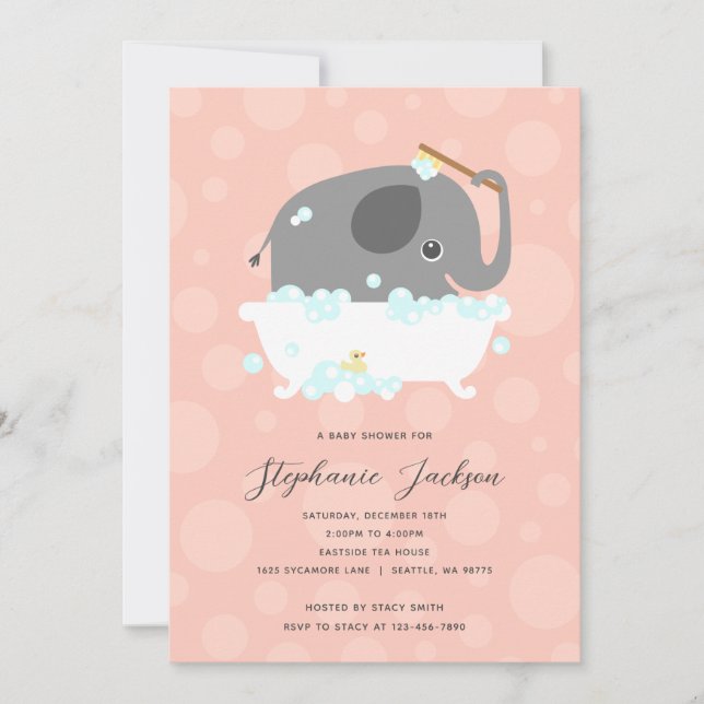 Elephant Baby Shower Einladung (Vorderseite)