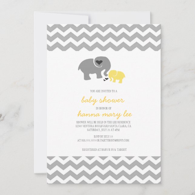Elephant Baby Shower Einladung (Vorderseite)
