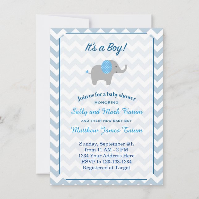 Elephant Baby Shower Einladung (Vorderseite)