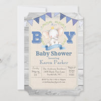 Elephant Baby Shower Einladung