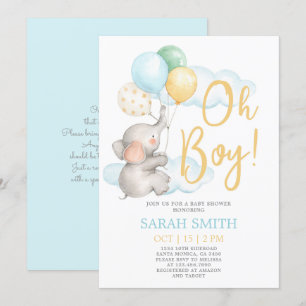 Elephant Baby Shower Einladung