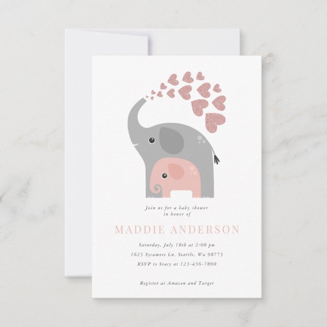 Elephant Baby Shower Einladung (Vorderseite)