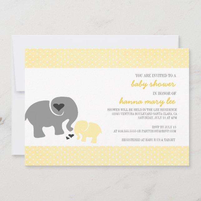 Elephant Baby Shower Einladung (Vorderseite)