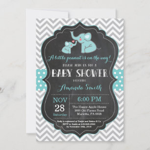 Elephant Baby Shower Einladung Aqua und Grau