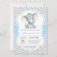 Elephant Baby Shower Einladung Blau und Grau