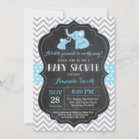 Elephant Baby Shower Einladung Blau und Grau