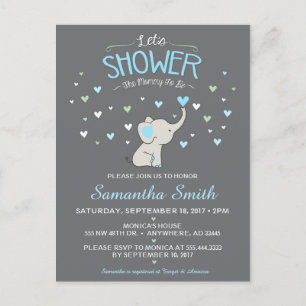 Elephant Baby Shower Einladung, Boy Baby Shower Einladungspostkarte