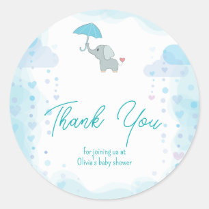 Elephant Baby Shower Einladung, Boy Baby Shower Runder Aufkleber
