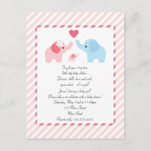 Elephant Baby Shower Einladung für Mädchen