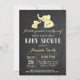 Elephant Baby Shower Einladung Gelb und Grau