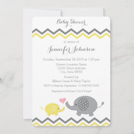 Elephant Baby Shower Einladung | Gelbgrau Zickzack