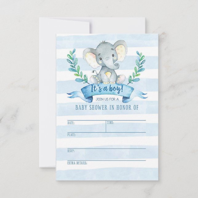 Elephant Baby Shower Einladung Jungle Baby (Vorderseite)