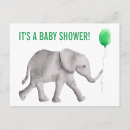 Elephant Baby Shower Einladung Postcard, Green