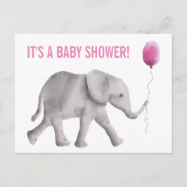Elephant Baby Shower Einladung Postkarte, Rosa