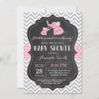Elephant Baby Shower Einladung Rosa und Grau