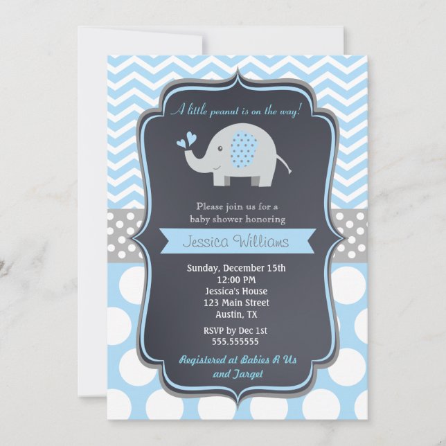 Elephant Baby Shower Einladungen (Vorderseite)