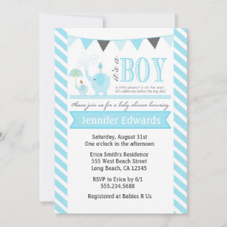 Elephant Baby Shower Einladungen Boy Invites Blue
