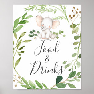 Elephant Baby Shower Food and Drinks Zeichen Poster