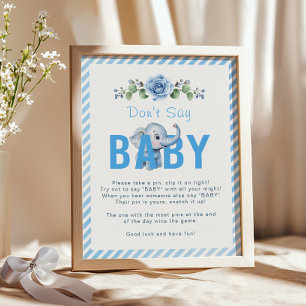 Elephant Baby Shower Game Poster - "Sage kein Baby