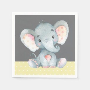 Elephant Baby Shower Gelb und Grau Napkins Serviette